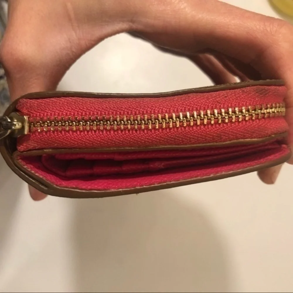 Coach signs brown/khaki pink wallet